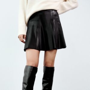 Zara faux leather black mini skirt L